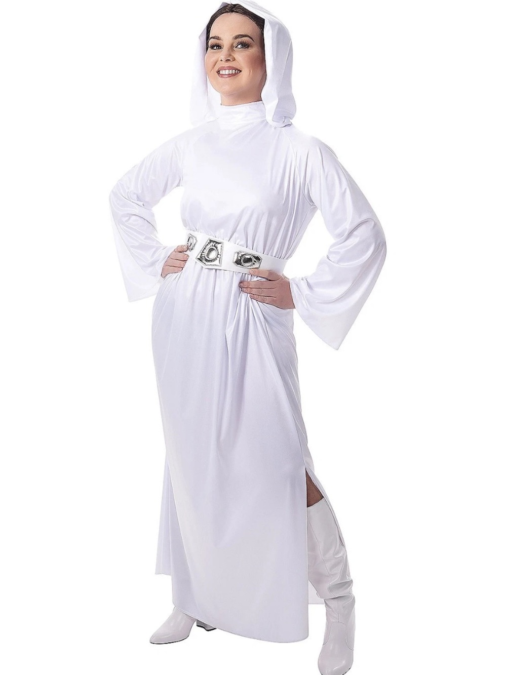 STAR WARS Adult Princess Leia Hooded Costume With Wig Sz M